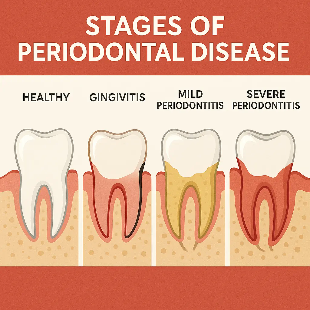 Stages of periodontal disease progression